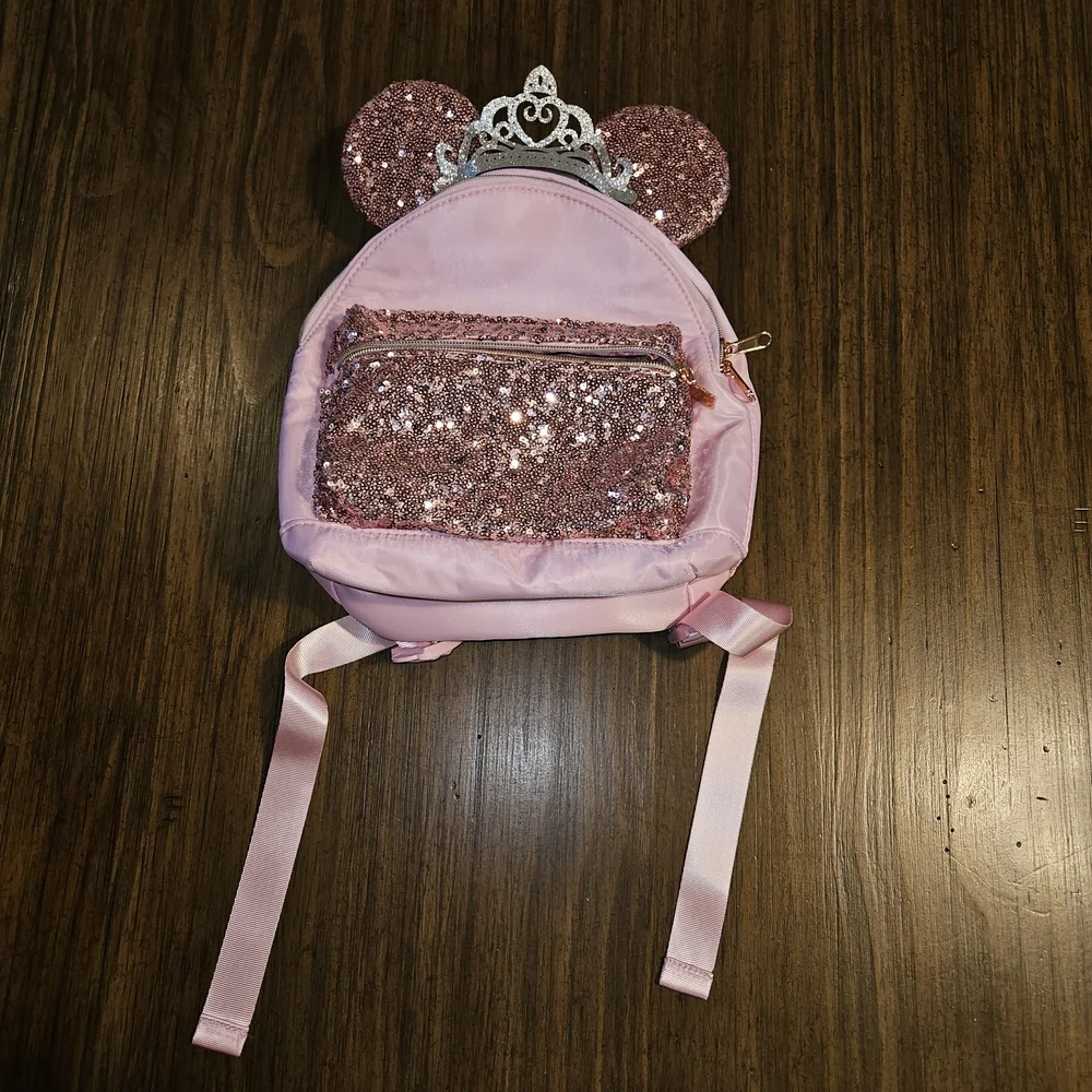 Disney Pink Sequin Backpack with Tiara Ears